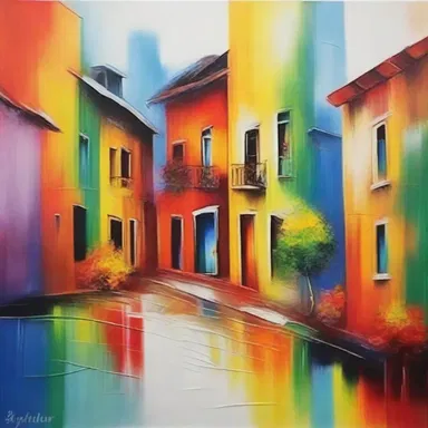 The different colors in the painting are compatible and create a harmonious composition.
