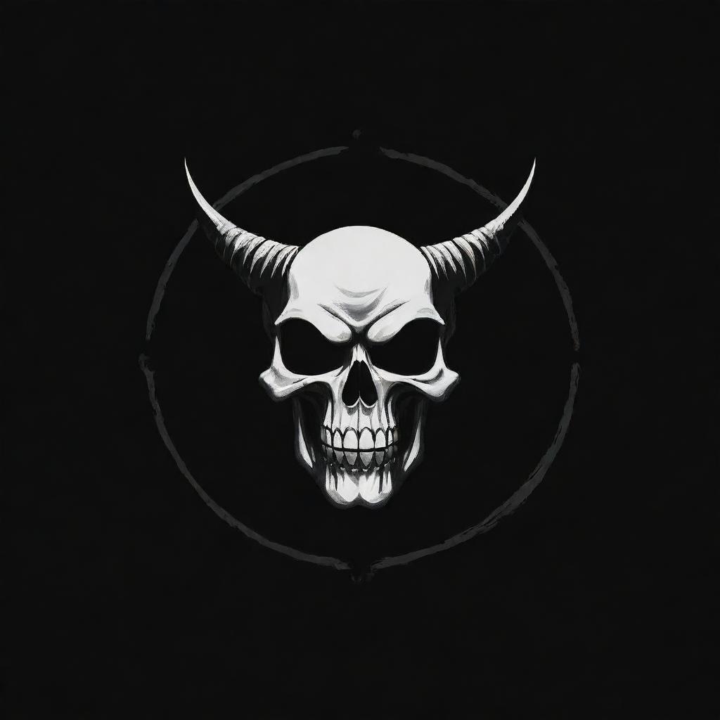 An impactful, striking logo for a brand named 'The Grim', incorporating elements of darkness, fierceness, and intensity.