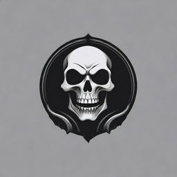 An impactful, striking logo for a brand named 'The Grim', incorporating elements of darkness, fierceness, and intensity.