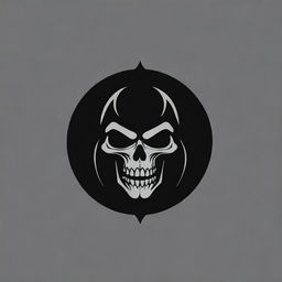 An impactful, striking logo for a brand named 'The Grim', incorporating elements of darkness, fierceness, and intensity.