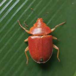 An ultra-detailed image of a Palm Bug, emphasizing its unique features, colorations, and habitat among palm leaves.