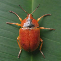 An ultra-detailed image of a Palm Bug, emphasizing its unique features, colorations, and habitat among palm leaves.