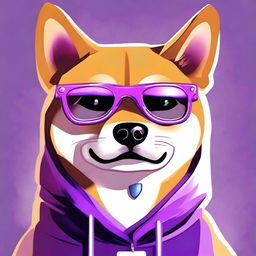 A high-resolution, close-up digital art image portrays a Shiba Inu dog with an attitude