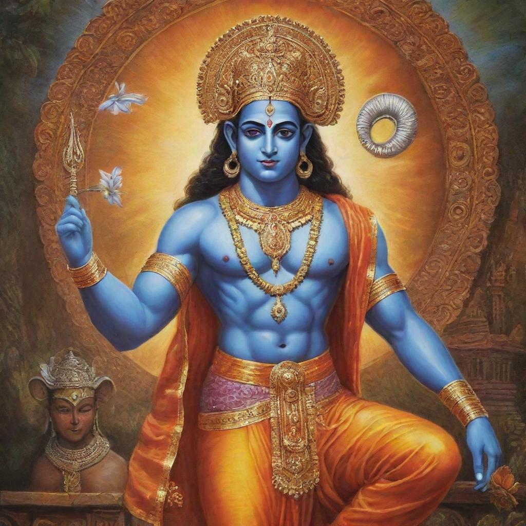 A detailed, respectful depiction of Ram Lala, an avatar of the Hindu God, Lord Rama. The image should be vibrant and culturally authentic, brimming with heavenly radiance.