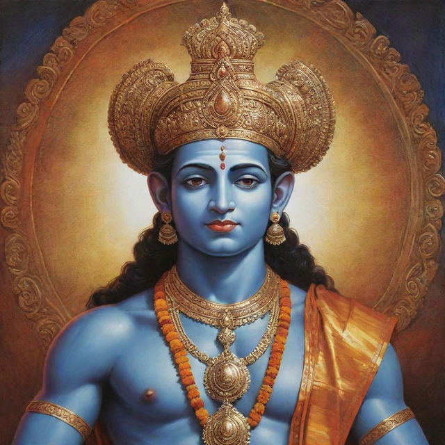 A detailed, respectful depiction of Ram Lala, an avatar of the Hindu God, Lord Rama. The image should be vibrant and culturally authentic, brimming with heavenly radiance.