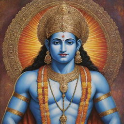 A detailed, respectful depiction of Ram Lala, an avatar of the Hindu God, Lord Rama. The image should be vibrant and culturally authentic, brimming with heavenly radiance.