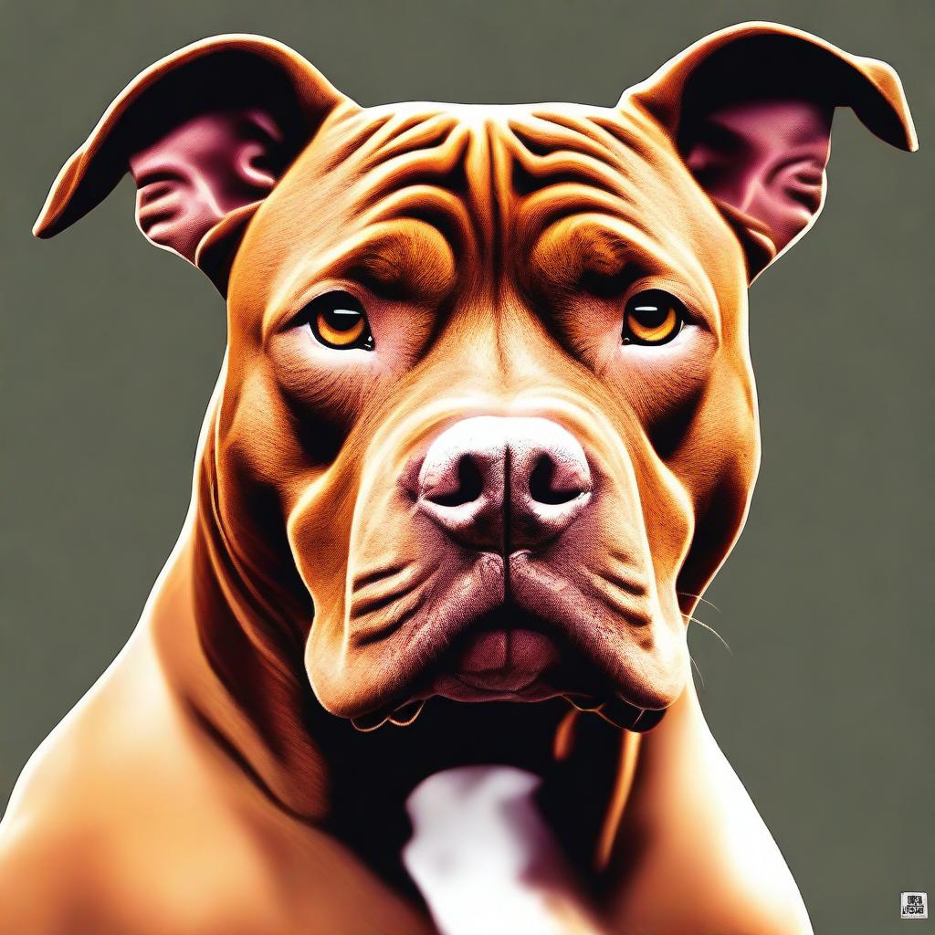 A high-quality digital art image showcasing a brown Pitbull