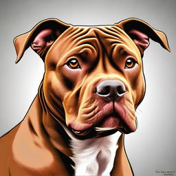 A high-quality digital art image showcasing a brown Pitbull