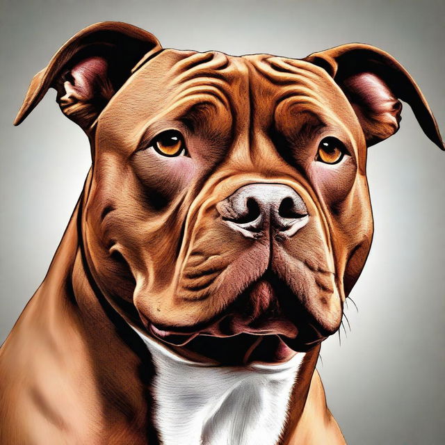 A high-quality digital art image showcasing a brown Pitbull