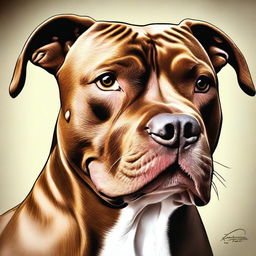 A high-quality digital art image showcasing a brown Pitbull