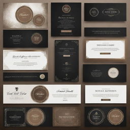 Design a complete set of website banners, logos, icons, and social media logos in a black, white, and sepia color palette.