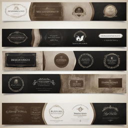 Design a complete set of website banners, logos, icons, and social media logos in a black, white, and sepia color palette.