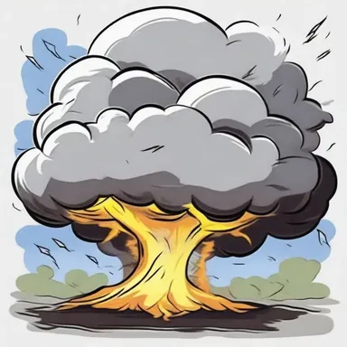 In the cartoon, the tempestuous storm cloud had a furious expression and was throwing lightning bolts around.