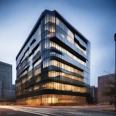 The tempestuous design of the building's exterior creates a powerful and striking statement in the cityscape.