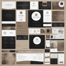 Design a complete set of website banners, logos, icons, and social media logos in a black, white, and sepia color palette.