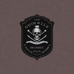 Design an elegant T-shirt highlighting 'THE GRIM' private members club's logo or emblem, using premium textures and a sophisticated color palette.