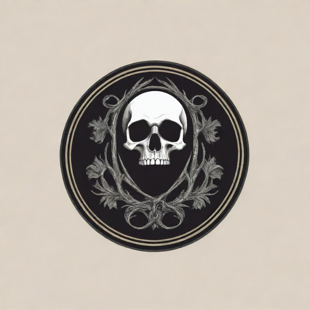 A sophisticated and artistically crafted logo for a brand named 'THE GRIM', incorporating elements of elegance, refinement, and distinctiveness.