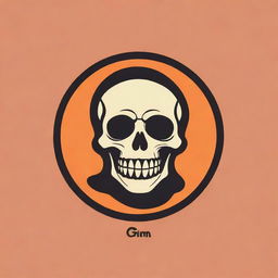 A unique logo for 'THE GRIM' that combines elements of happiness and positivity with the brand name, perhaps through warm colors or cheerful imagery.