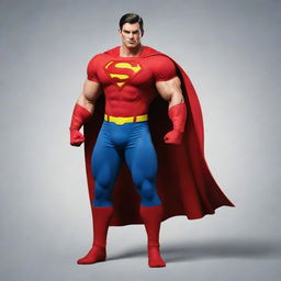 Generate an image of a strong and brave character, depicted without the traditional superhero cape, symbolizing strength and power in normal attire.