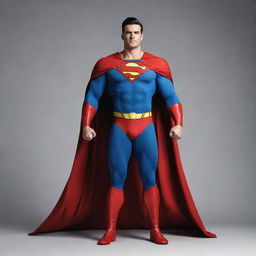 Generate an image of a strong and brave character, depicted without the traditional superhero cape, symbolizing strength and power in normal attire.