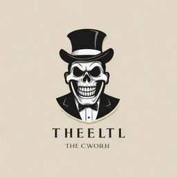 A prestigious, playful logo for a high net worth private club named 'THE GRIM', cleverly juxtaposing laughter imagery with sophisticated design elements.