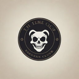 A prestigious, playful logo for a high net worth private club named 'THE GRIM', cleverly juxtaposing laughter imagery with sophisticated design elements.