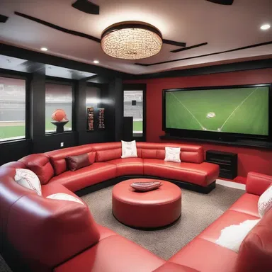 The modern and sleek design of the house featured a baseball-themed entertainment room, complete with a hummer pitch-inspired seating area.
