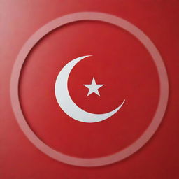 An immaculate Tunisian flag, fluttering gently, featuring a red background with a white circle in the middle. Inside the white circle is a red star and crescent moon, symbolizing Islam and the nation's history.