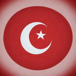 An immaculate Tunisian flag, fluttering gently, featuring a red background with a white circle in the middle. Inside the white circle is a red star and crescent moon, symbolizing Islam and the nation's history.