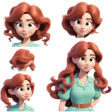 The animator added curlicues to the character's hair to give it a distinctive and playful style.