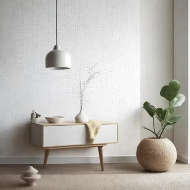 The modern minimalist style often incorporates microdots as subtle decorative elements on walls or furniture.