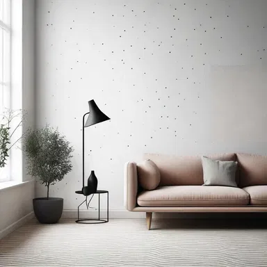 The modern minimalist style often incorporates microdots as subtle decorative elements on walls or furniture.