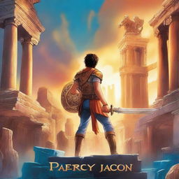 This is a high-quality digital artwork of a Percy Jackson book cover