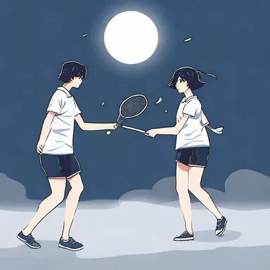 In the moonlight, they played a game of badminton, their hands brushing against each other as they wielded their battledores.