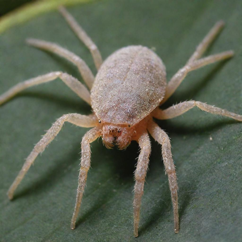 Detailed and close-up representation of Tetranychidae (spider mites), demonstrating their distinctive features, textures, and natural habitat.