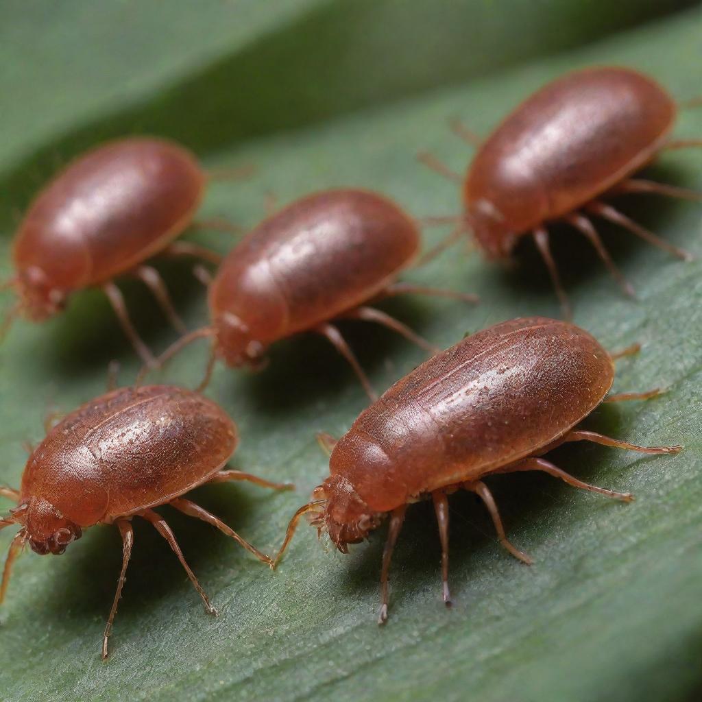 An up-close, highly detailed image of Acari (mites and ticks), showcasing their unique physical characteristics and texture in their natural environment.