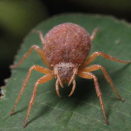 An ultra-detailed portrayal of a four-legged variation of Tetranychus Urticae (the two-spotted spider mite), emphasizing its distinct features and habitat.