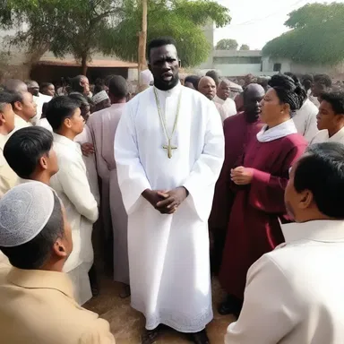 The preacher tried to calm down the rabble of believers during the religious ceremony.