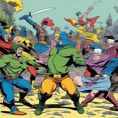 In the comic strip, the hero fought against an army of villains, which included a motley crew of rabble, each with their own unique abilities.