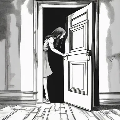 As the protagonist tried to escape the haunted house, she desperately grabbed the drawbar to pull the heavy door shut behind her.