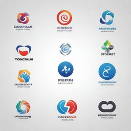 Generate a variety of unique and bold logos for a corporate company, displaying professionalism and innovation.