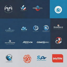 Generate a variety of unique and bold logos for a corporate company, displaying professionalism and innovation.