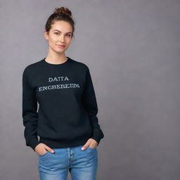 Stylish sweatshirt featuring the words 'Data Engineering' prominently displayed in an attractive design