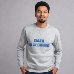 Stylish sweatshirt featuring the words 'Data Engineering' prominently displayed in an attractive design