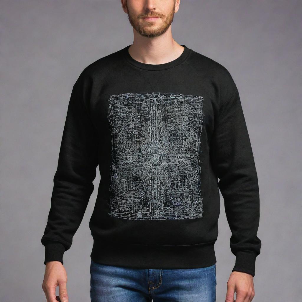 Artistically designed sweatshirt where 'Data Engineering' is creatively integrated into the overall design