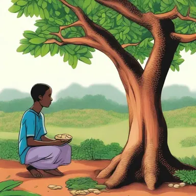 In the novel, the protagonist discovers a hidden garden where groundnuts are grown, symbolizing growth and nourishment.