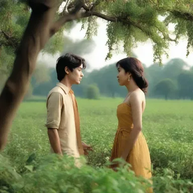In the movie scene, the main character stumbles upon a field of groundnut vines, creating a picturesque backdrop for the romantic encounter.