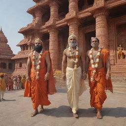 Ram, Laxman, Sita, and Hanuman arriving at Ayodhya Ram Mandir in stunning 4K resolution