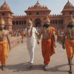 Ram, Laxman, Sita, and Hanuman arriving at Ayodhya Ram Mandir in stunning 4K resolution