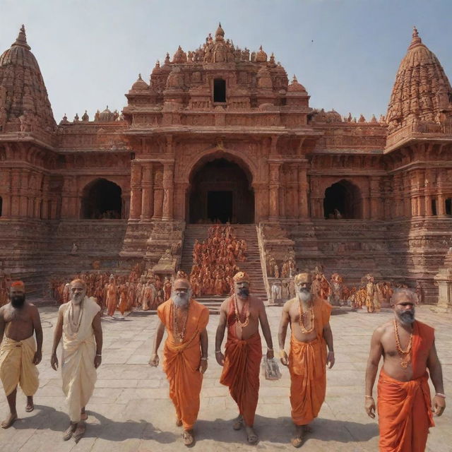 Ram, Laxman, Sita, and Hanuman arriving at Ayodhya Ram Mandir in stunning 4K resolution